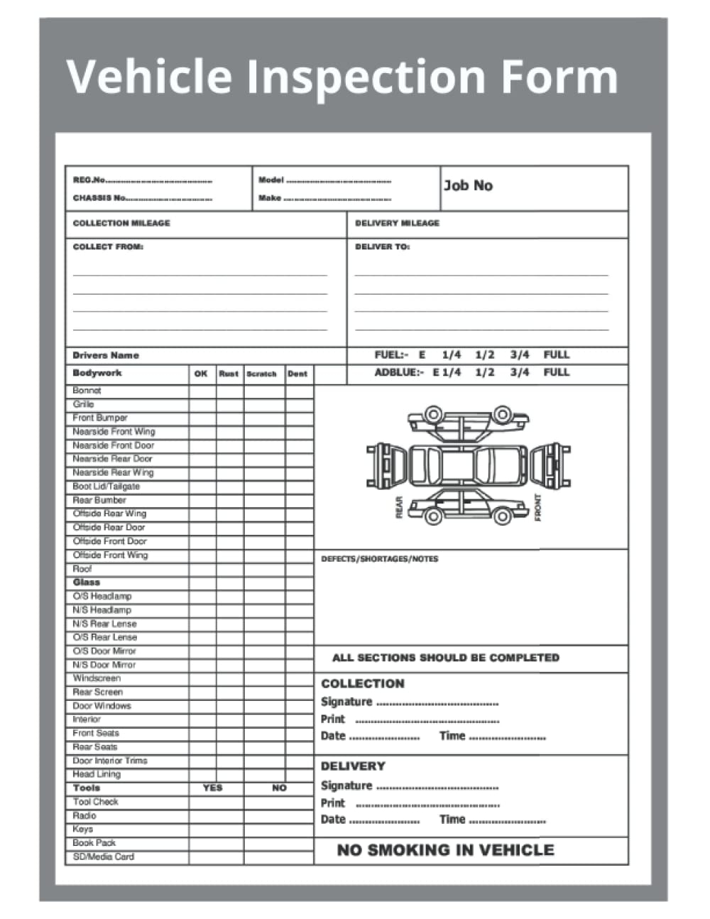 Printable Free Vehicle Inspection Sheets