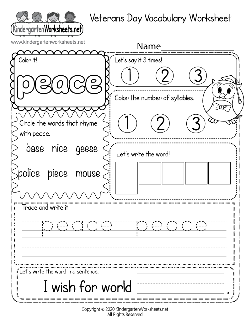 Veterans Day Printable Worksheets