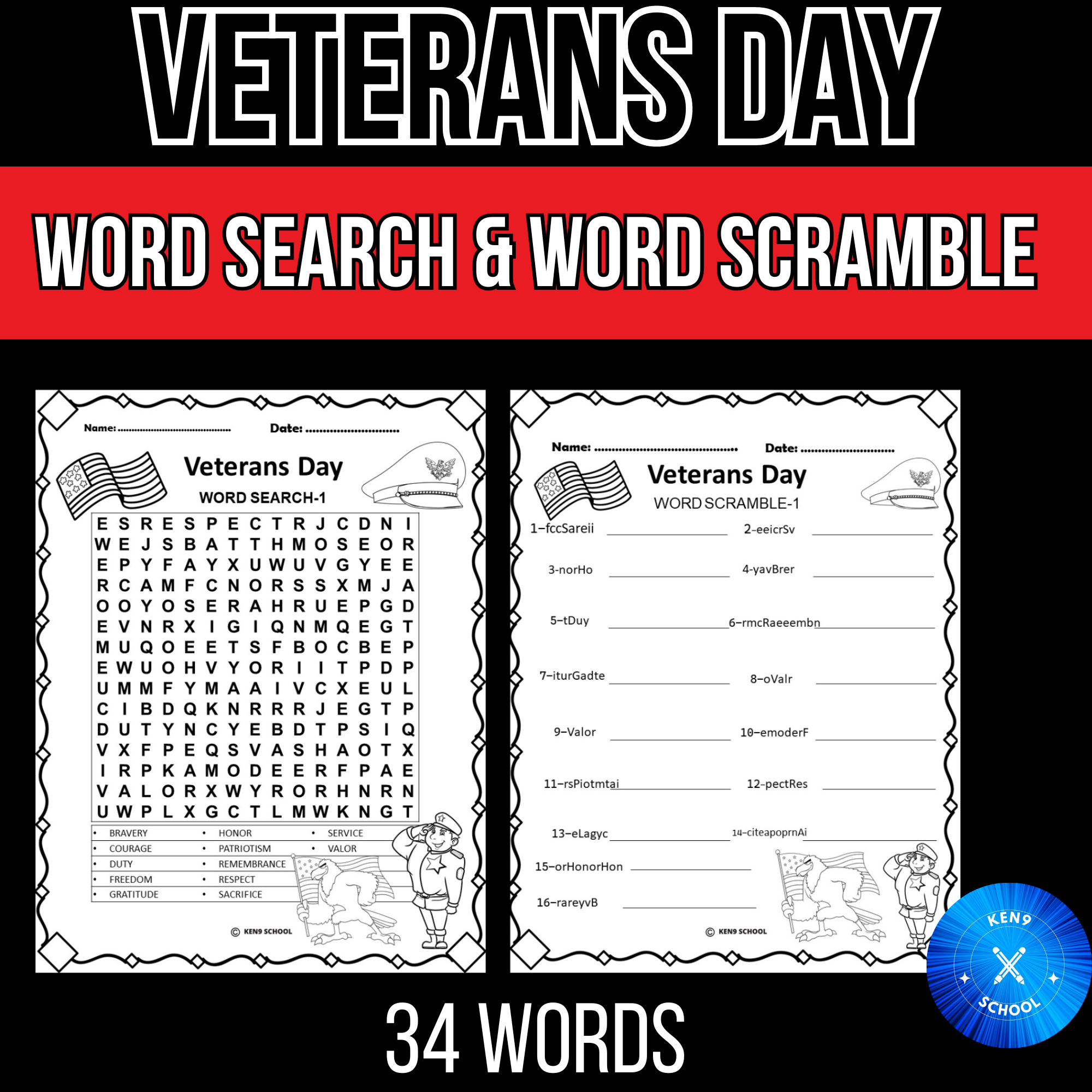 Veterans Day Printable Worksheets