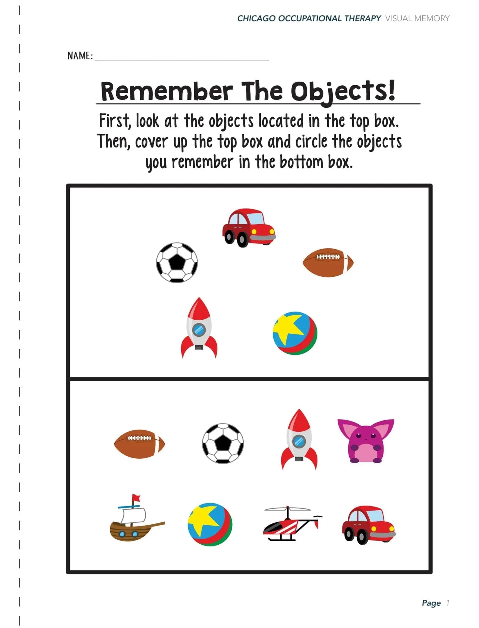 Visual Perceptual Activity Worksheets Chicago Occupational 