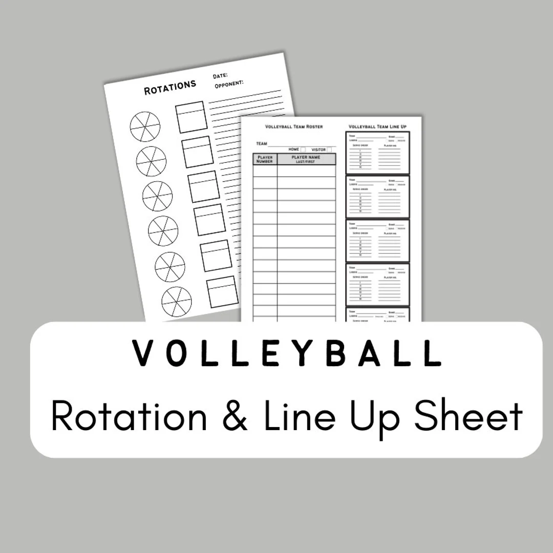 Volleyball Line Up Sheet Volleyball Rotation Sheet Volleyball Game Day Volleyball Line Up Etsy