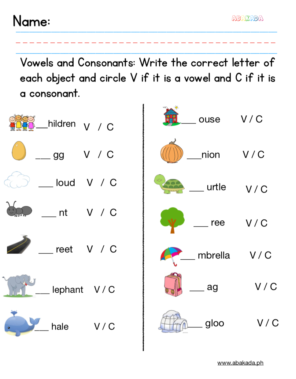 Free Printable Vowels And Consonants Worksheets