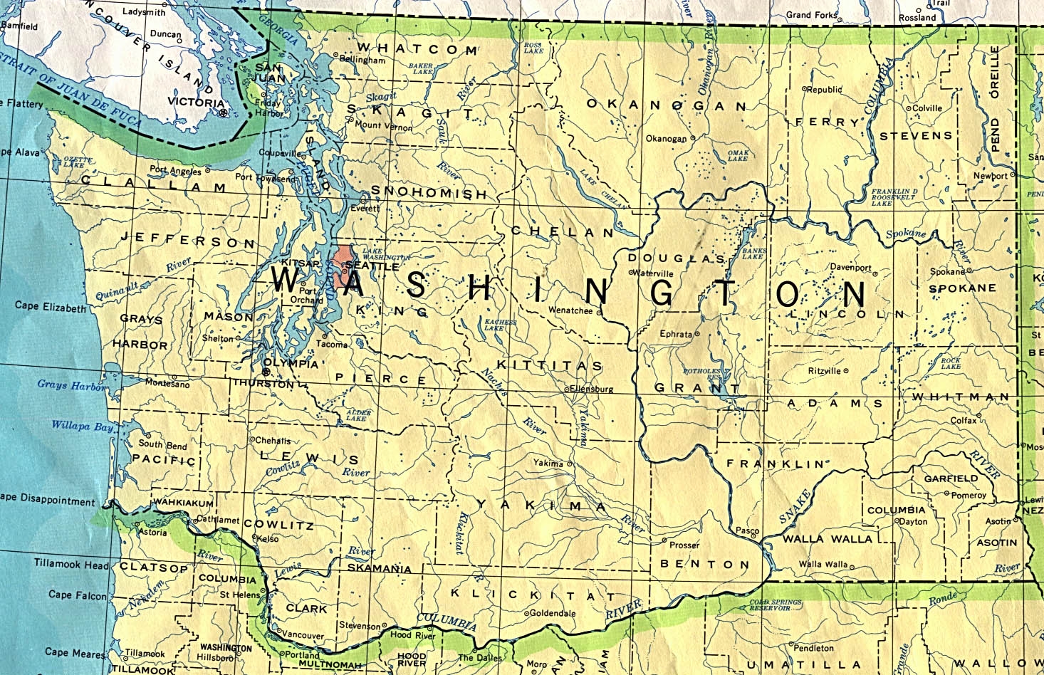 Free Printable Washington State Map
