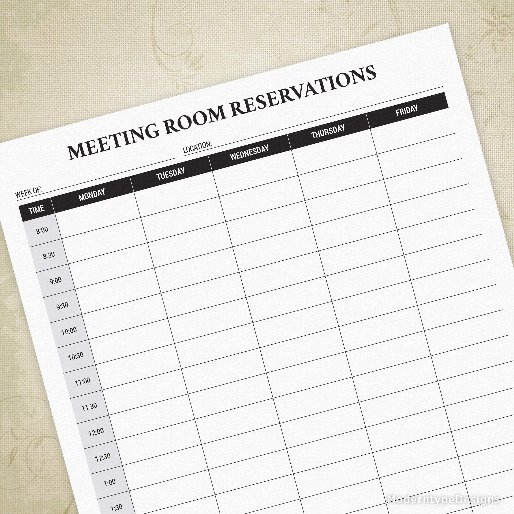 Printable Reservation Sheets Printable Reservation Sheets