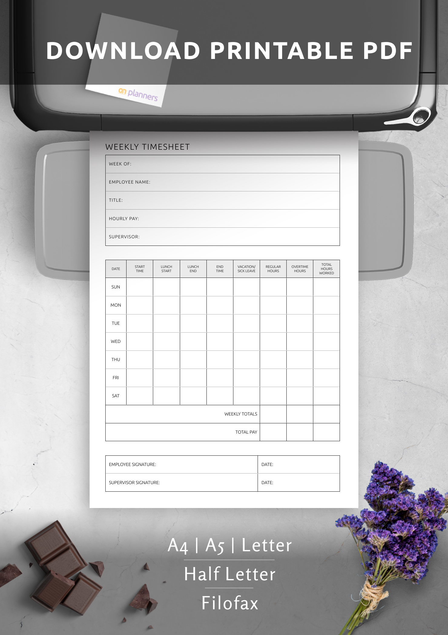 Weekly Time Sheets Printable