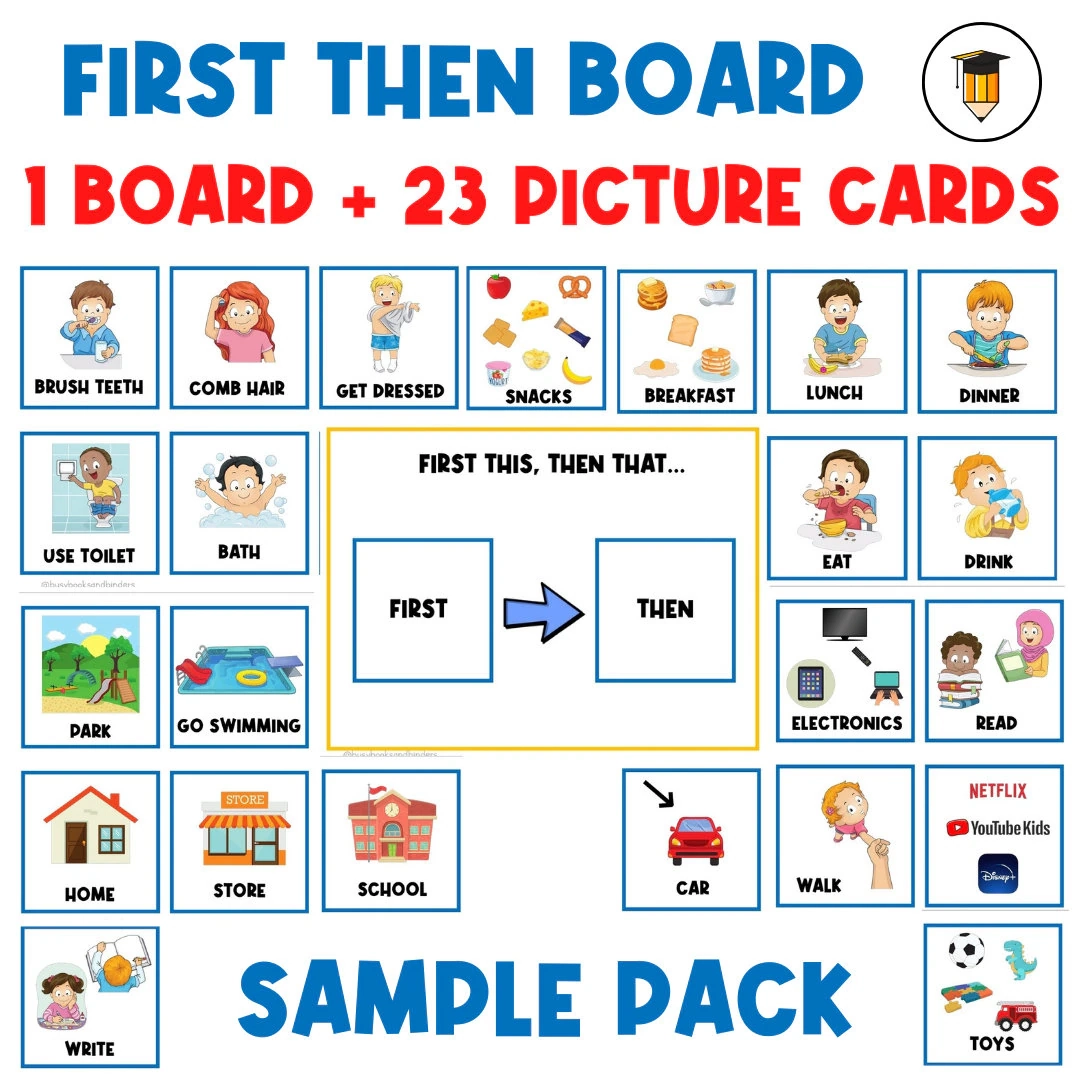1 BOARD 23 PICTURE CARDS First Then Board Visual Aid Visual 