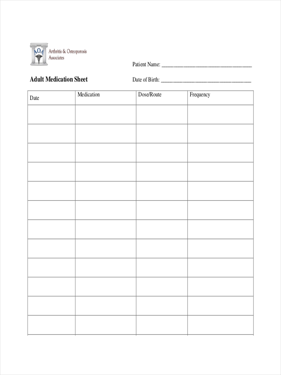 10 Medication Sheet Examples To Download