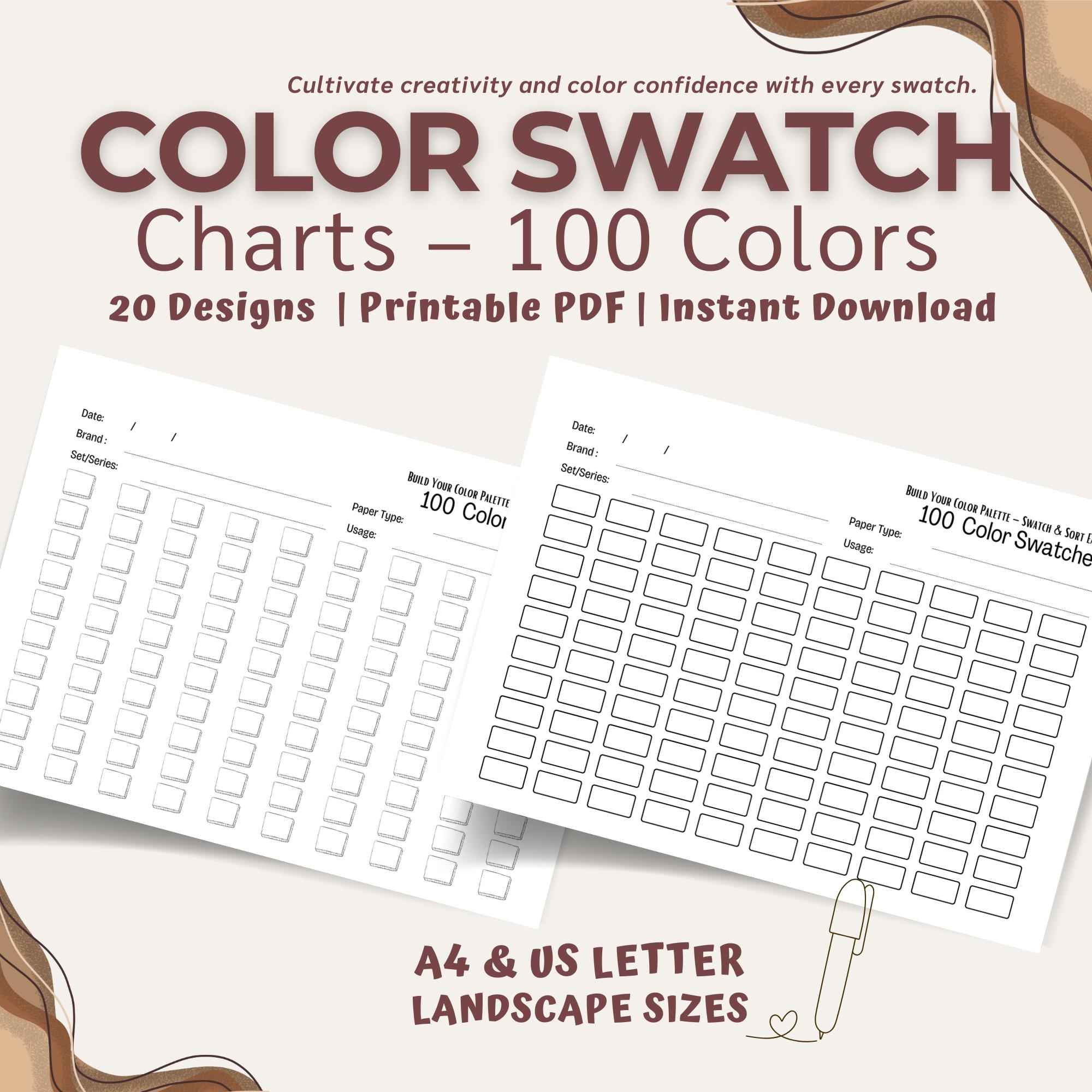100 Color Swatch Chart Printable