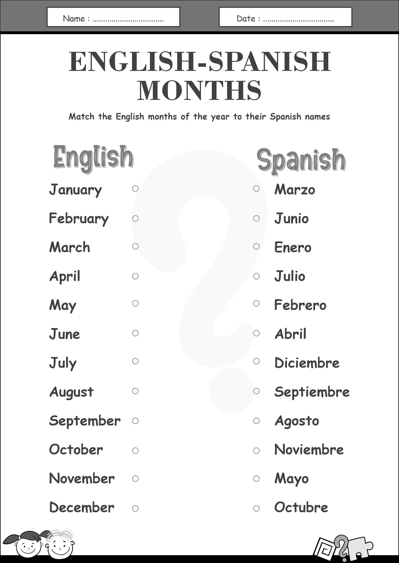 Spanish Free Printable Worksheets