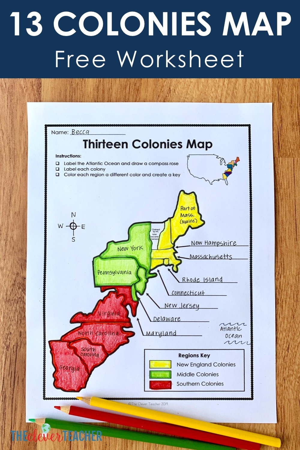 Printable 13 Colonies Worksheet