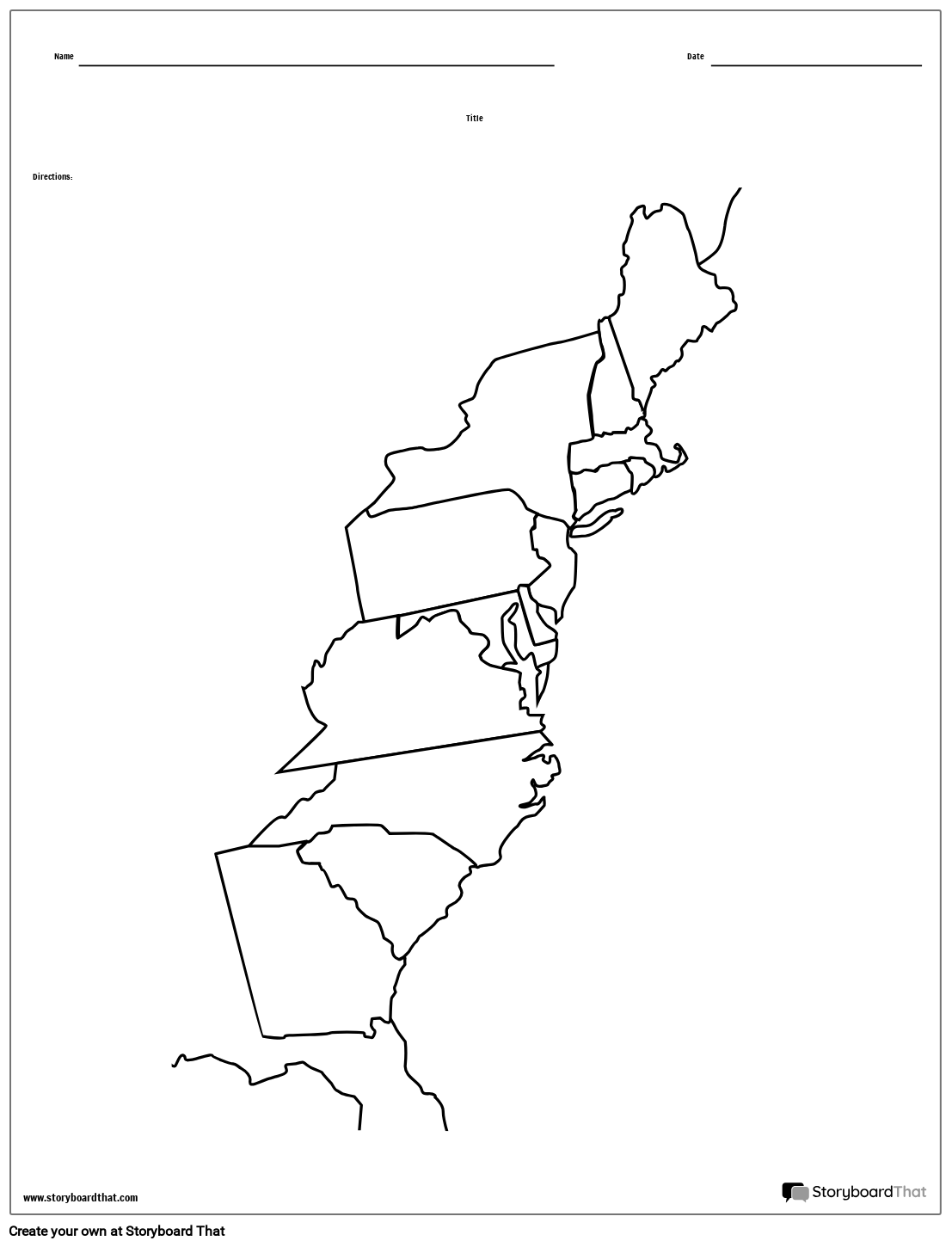 Printable 13 Colonies Worksheet