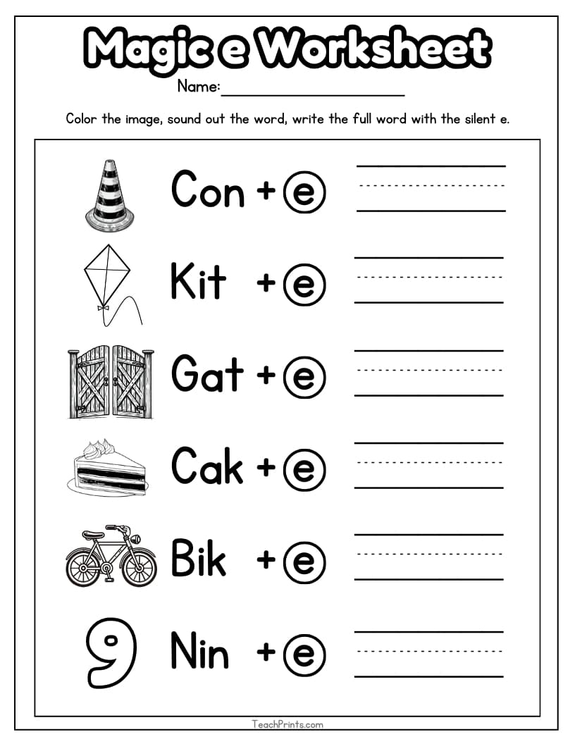 13 Magic E Worksheets Free PDF Printables Teach Prints