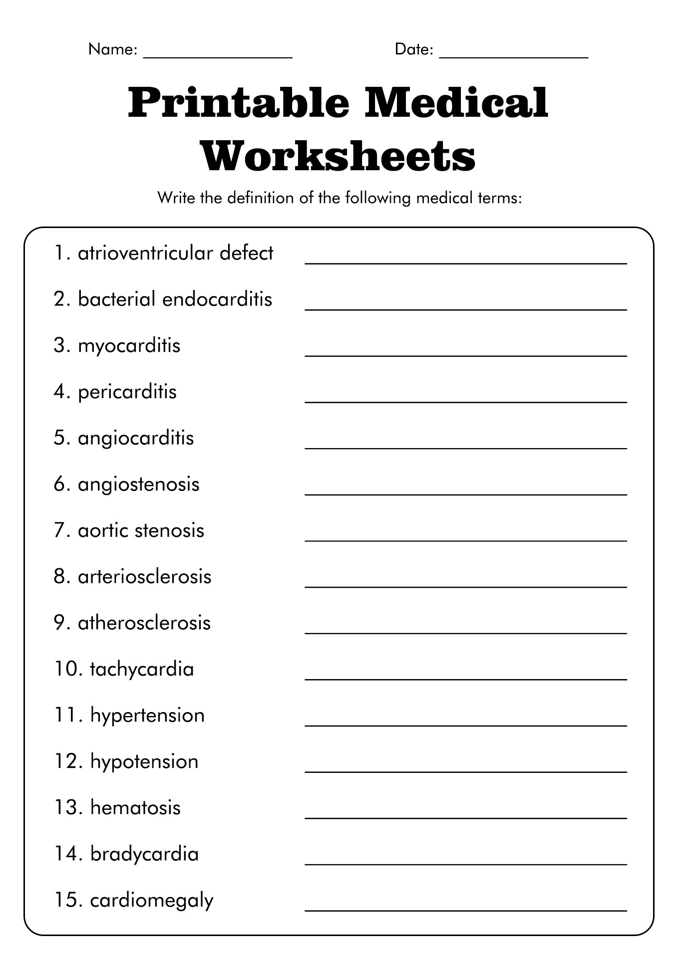 13 Medical Assistant Printable Worksheets Free PDF At Worksheeto Worksheets Library