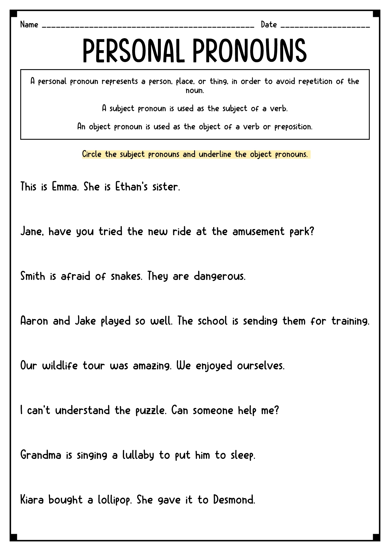 English Worksheets For 6th Graders Printable