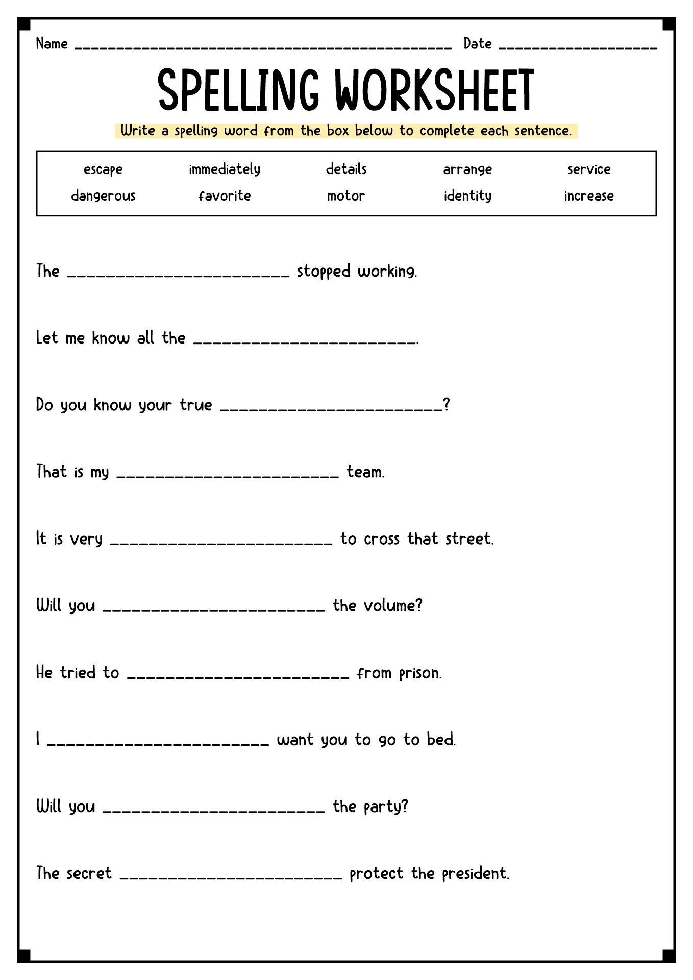 English Worksheets For 6th Graders Printable