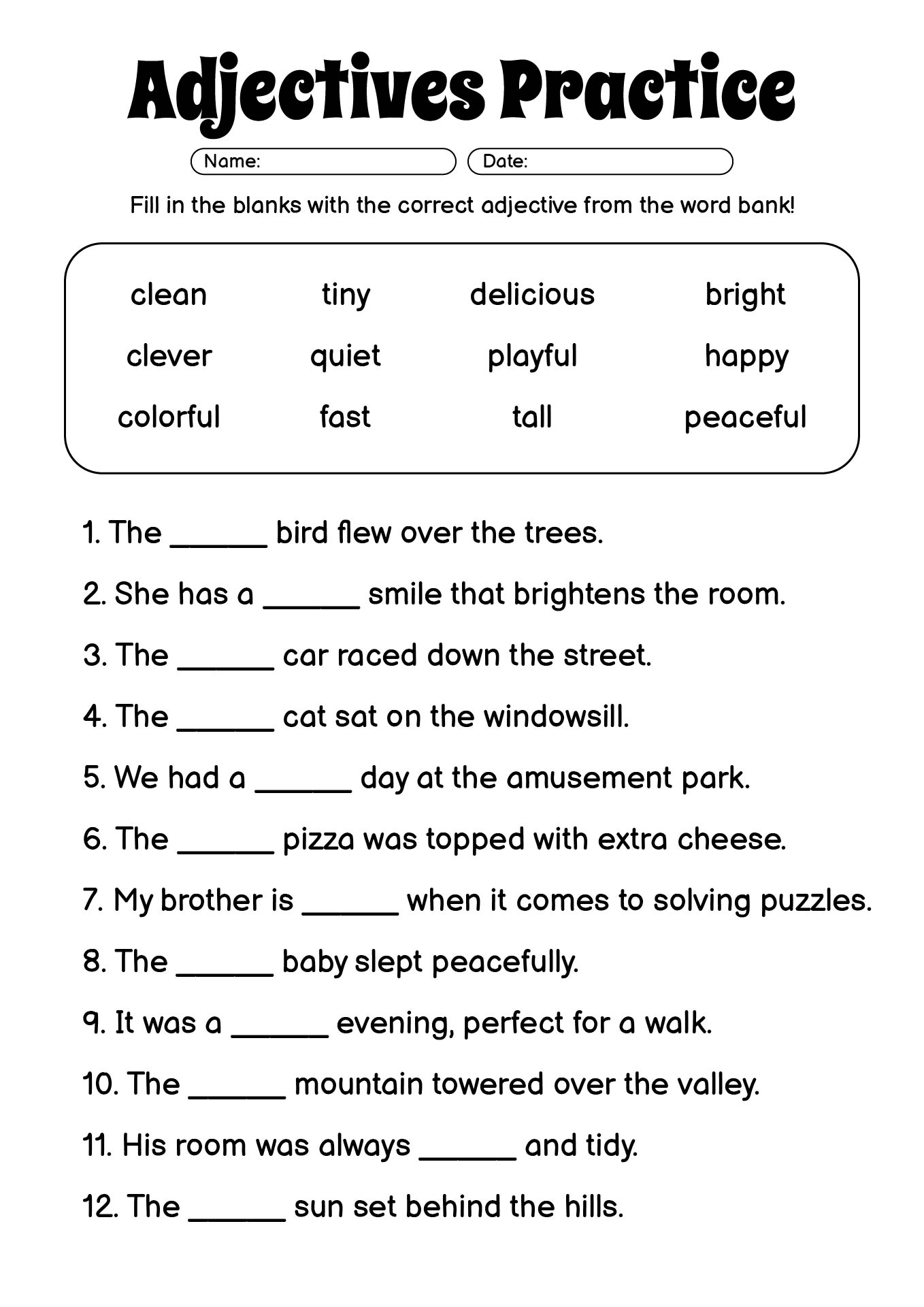 16 Printable Adjective Worksheets 4th Grade Free PDF At Worksheeto