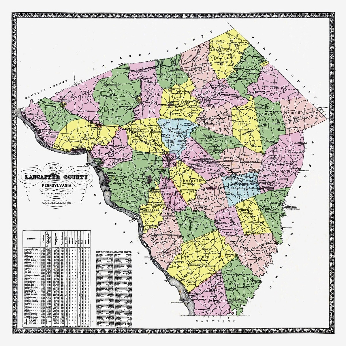 1864 Map Of Lancaster County Pennsylvania EBay