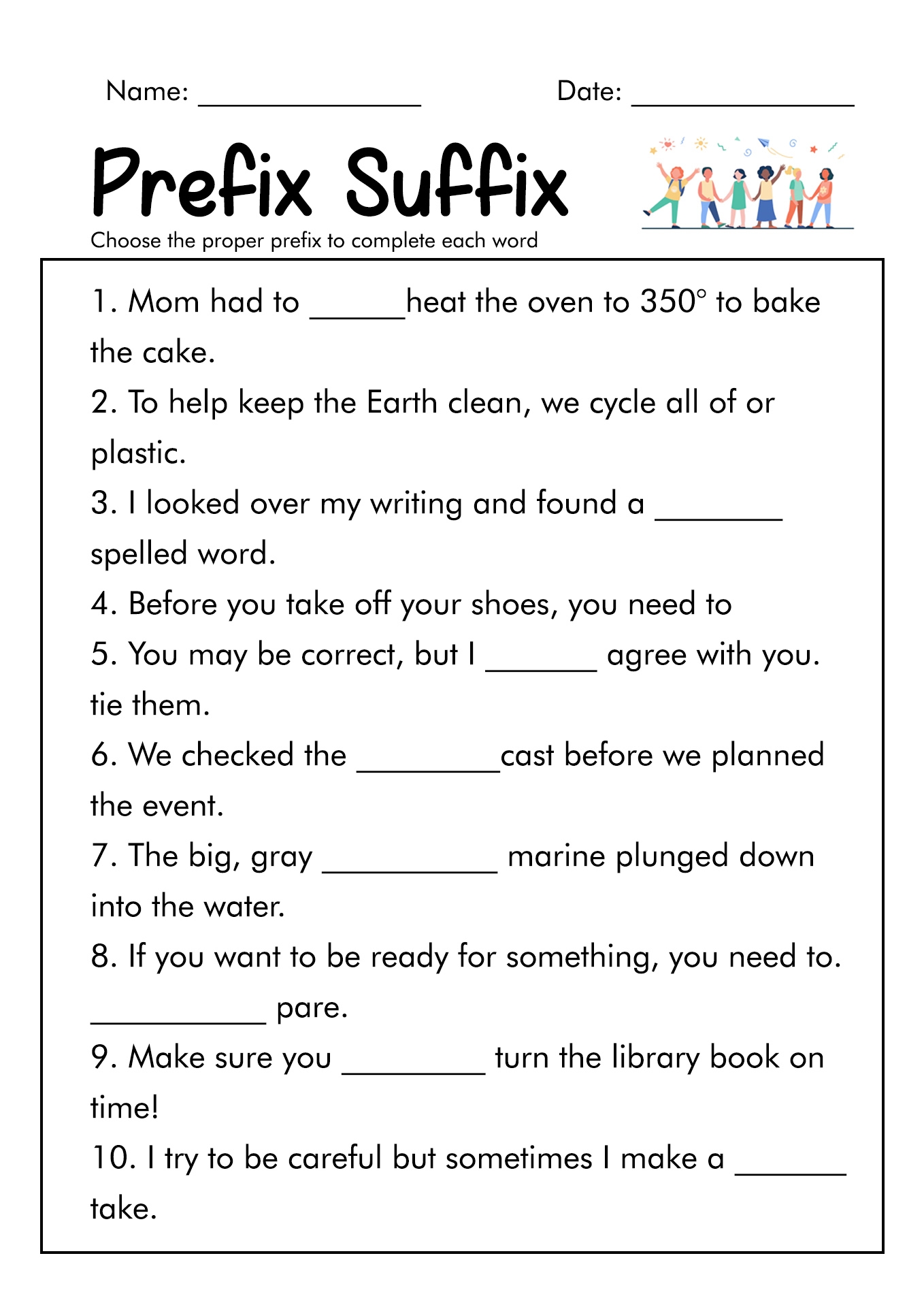 Free Printable Prefix And Suffix Worksheets