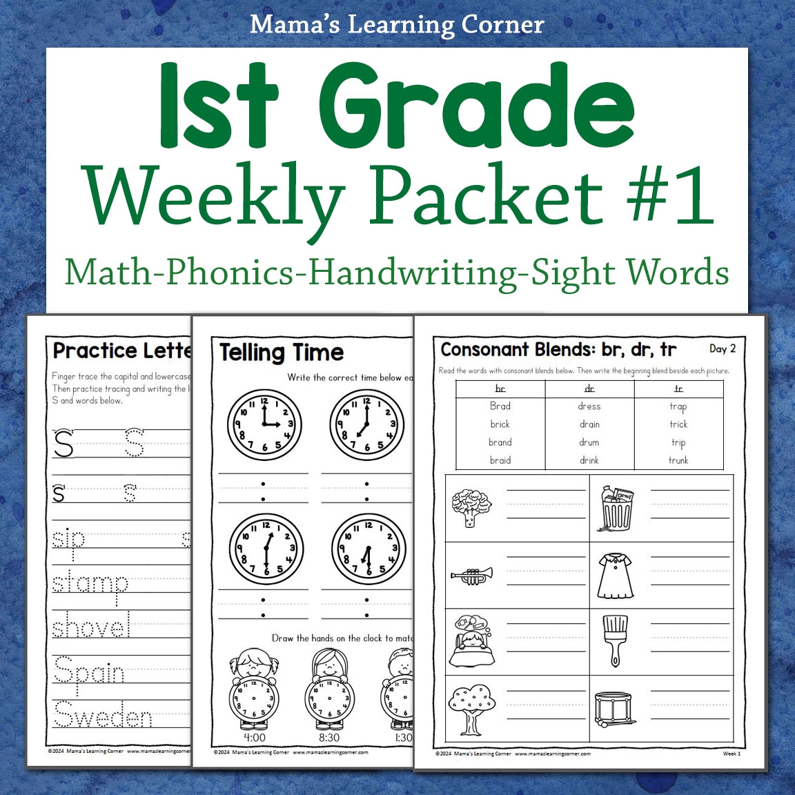 1st Grade Weekly Worksheet Packet 1 Mamas Learning Corner