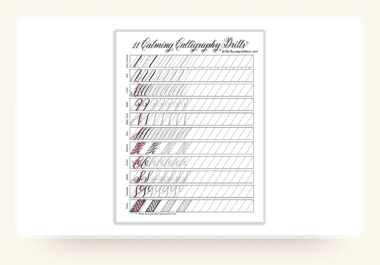 Calligraphy Practice Sheet Printable