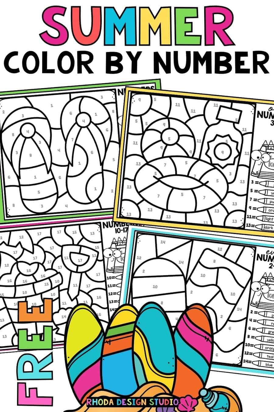 20 Free Summer Color By Number Worksheets