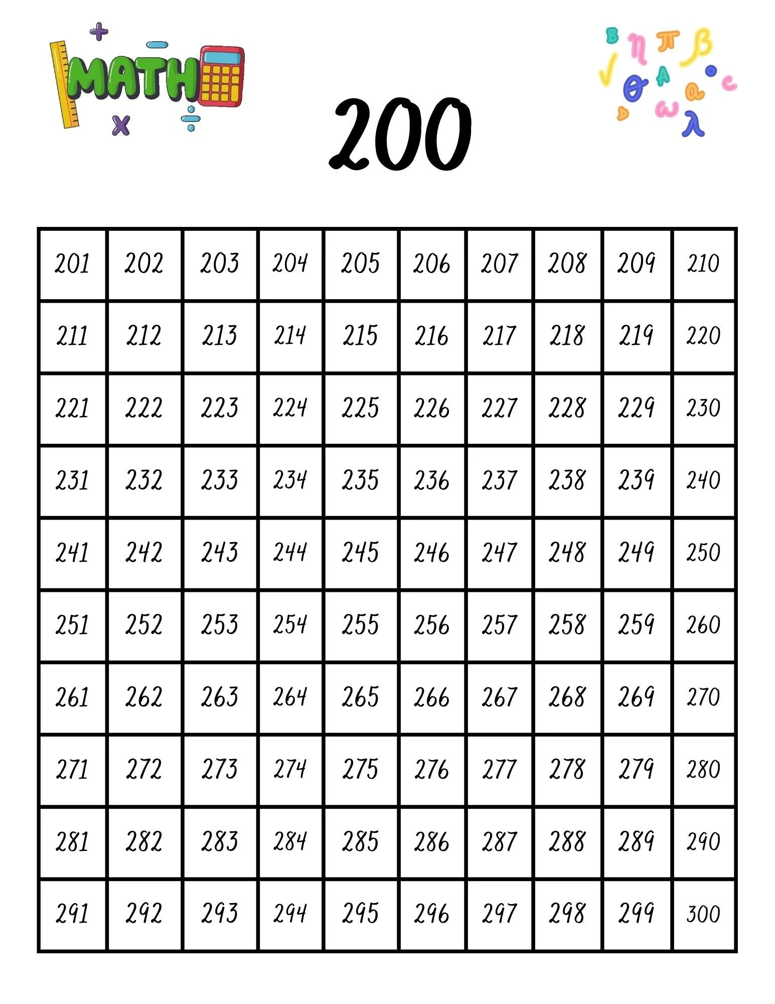200 Chart digital Printable Etsy