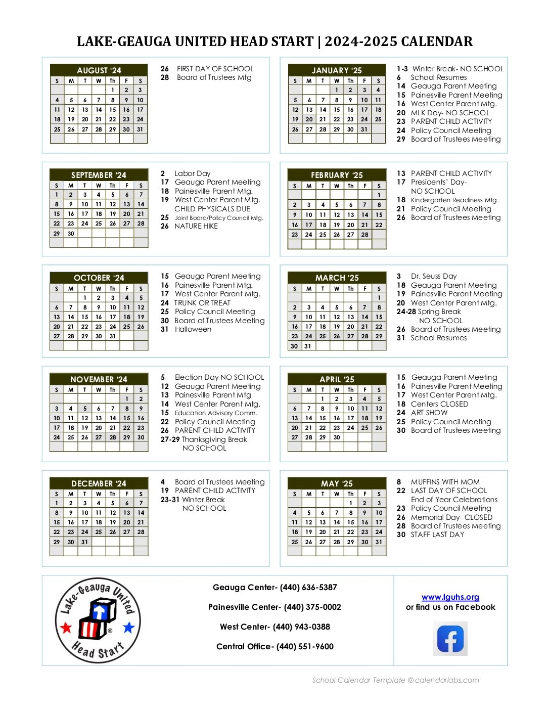 Head Start Calendar 23 24 Printable