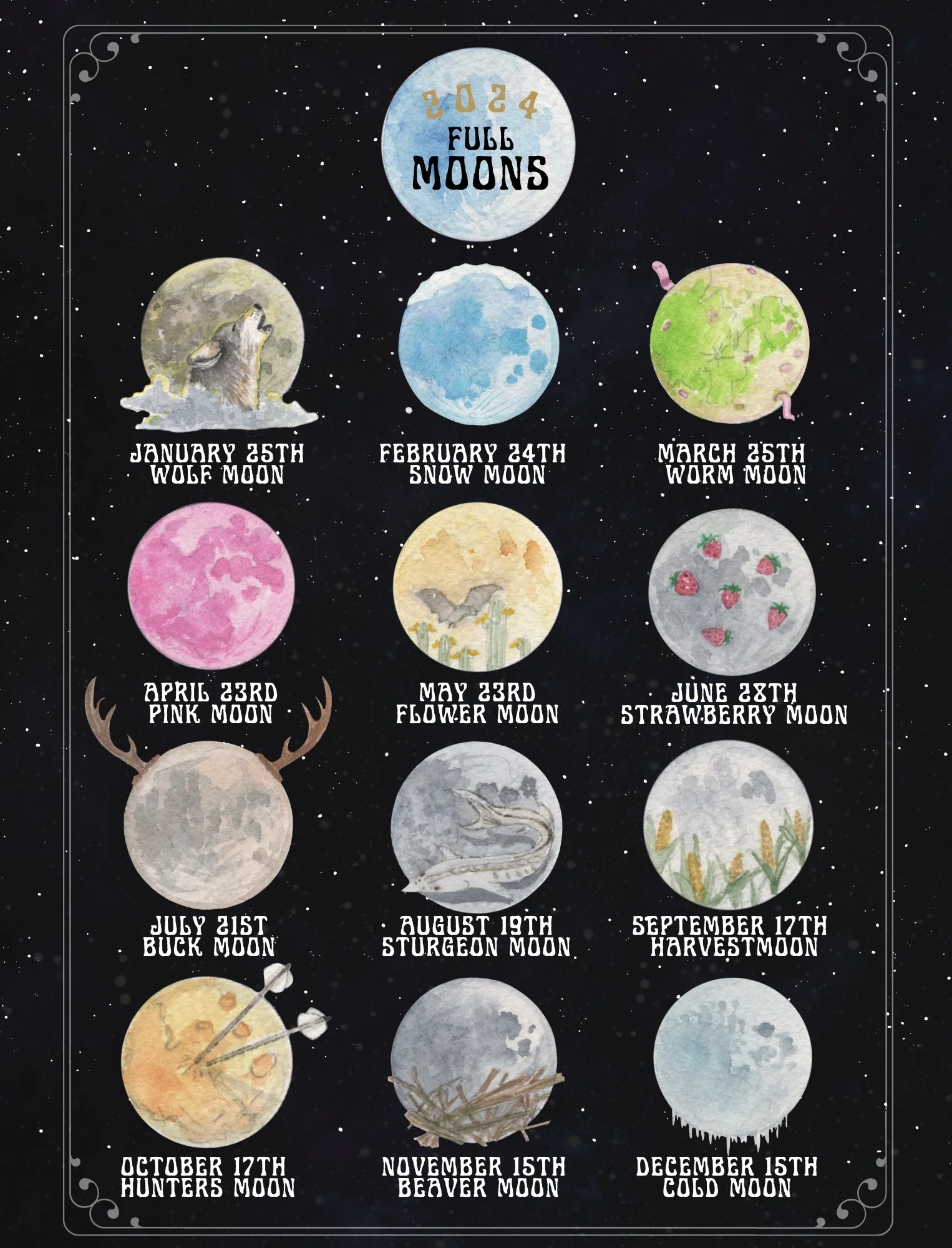 2024 Full Moon Calendar Macysfoxyart 2024 Full Moon Calendar Macysfoxyart