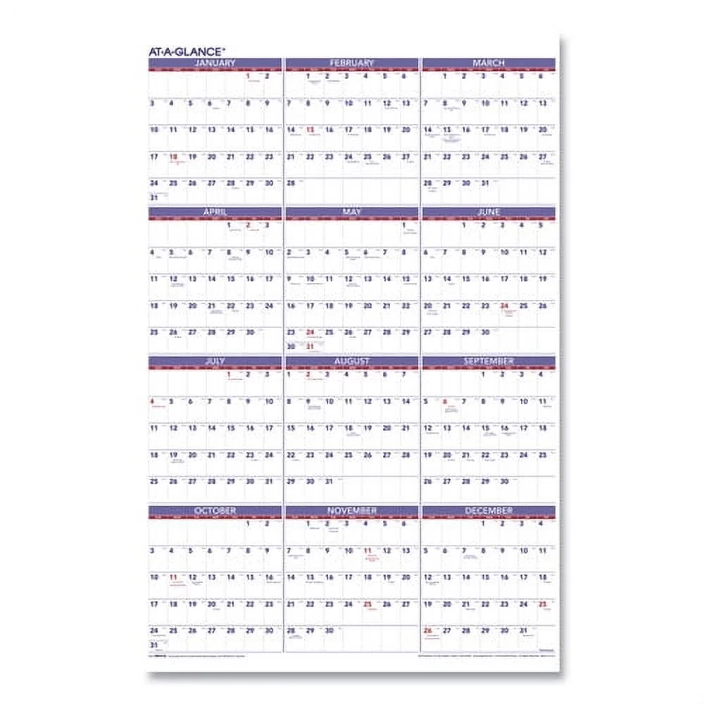2024 Yearly Hanging Office Wall Calendar 24x36 White Sheets 12 Month Jan Dec Bundle Of 5 Walmart