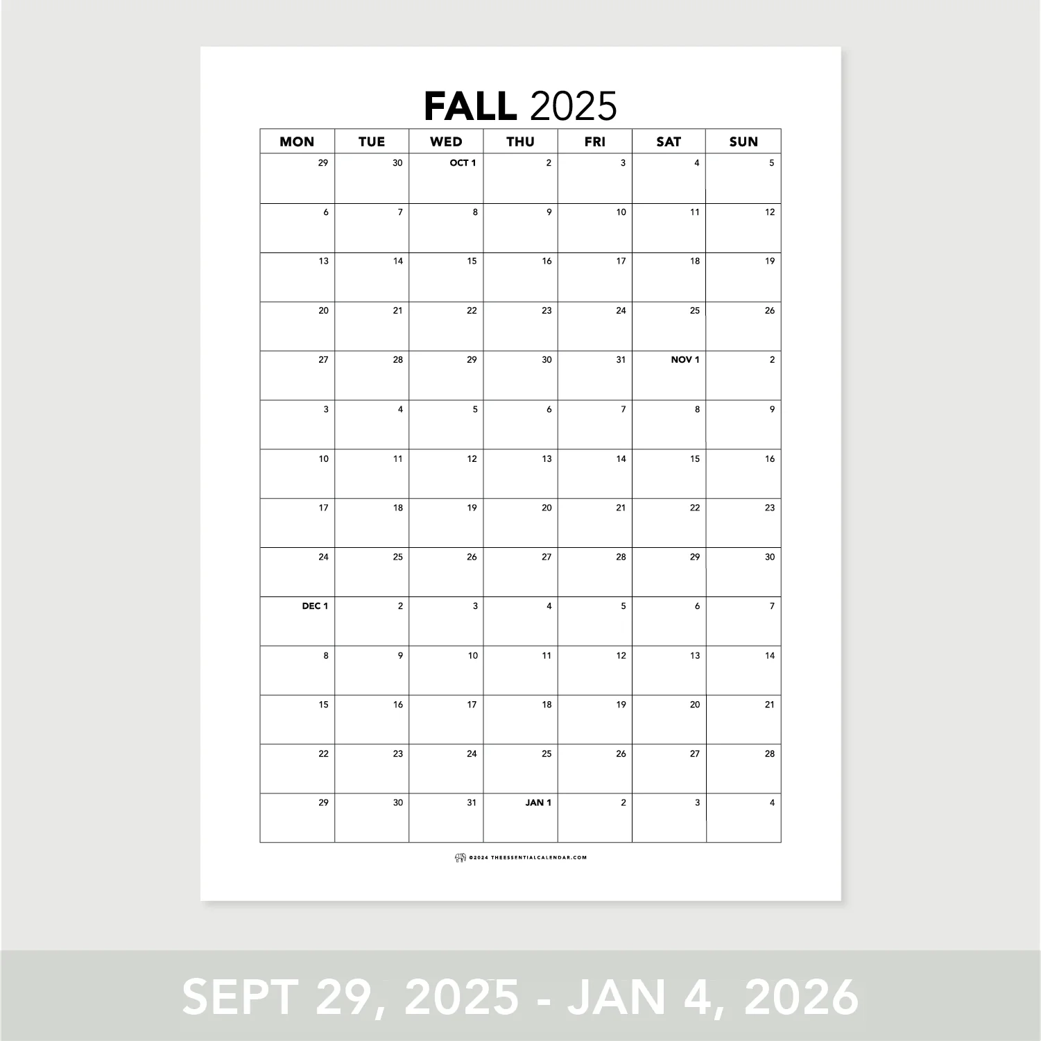 Printable Fall Calendar