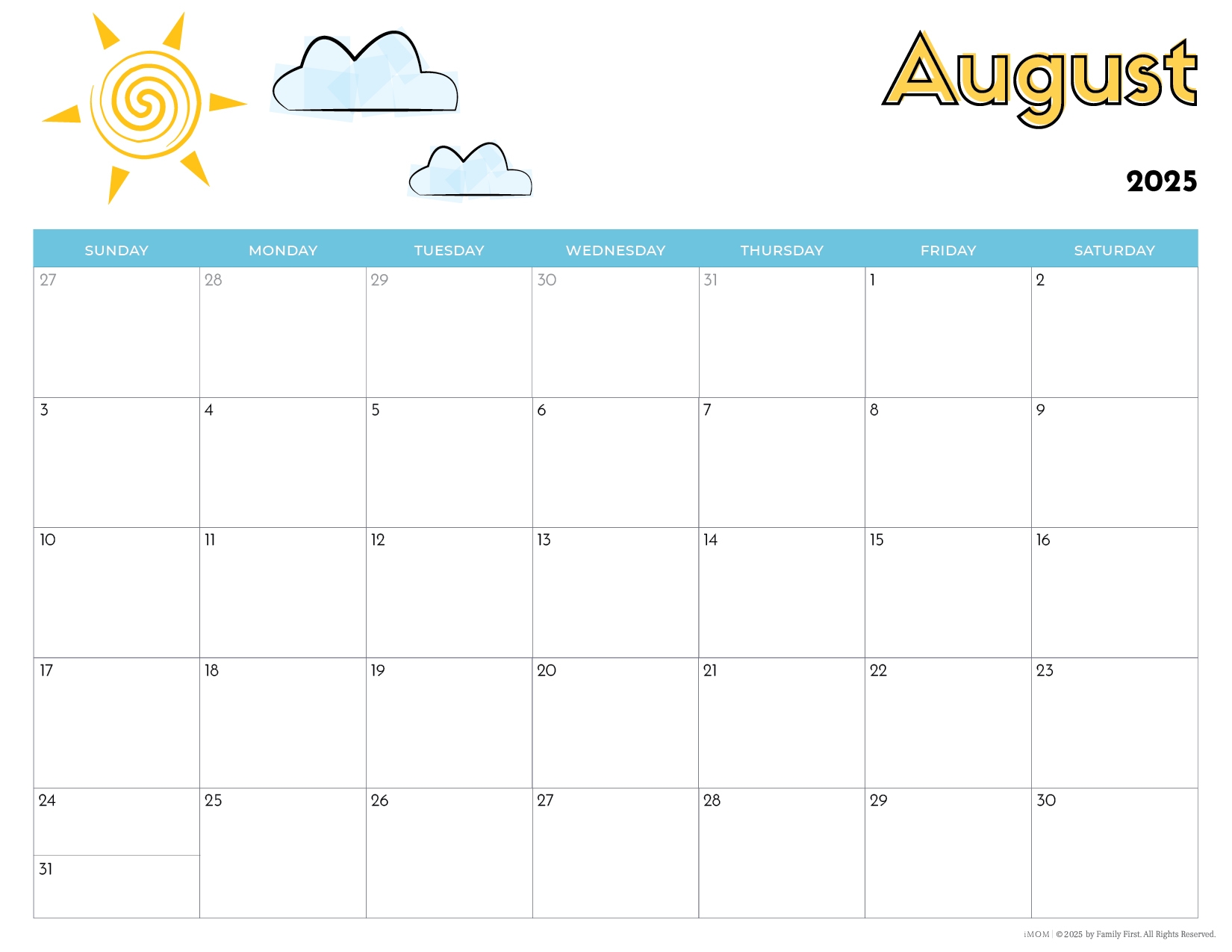 Printable Preschool Calendar Templates