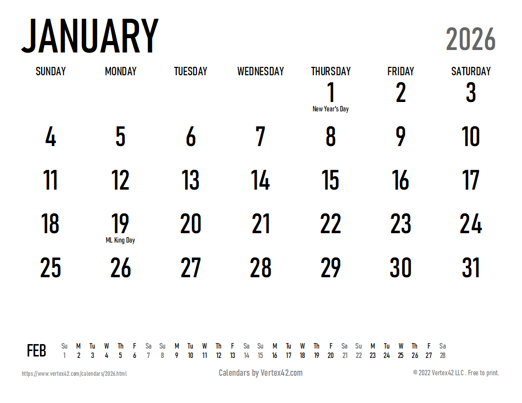 2026 Printable Editable Calendar