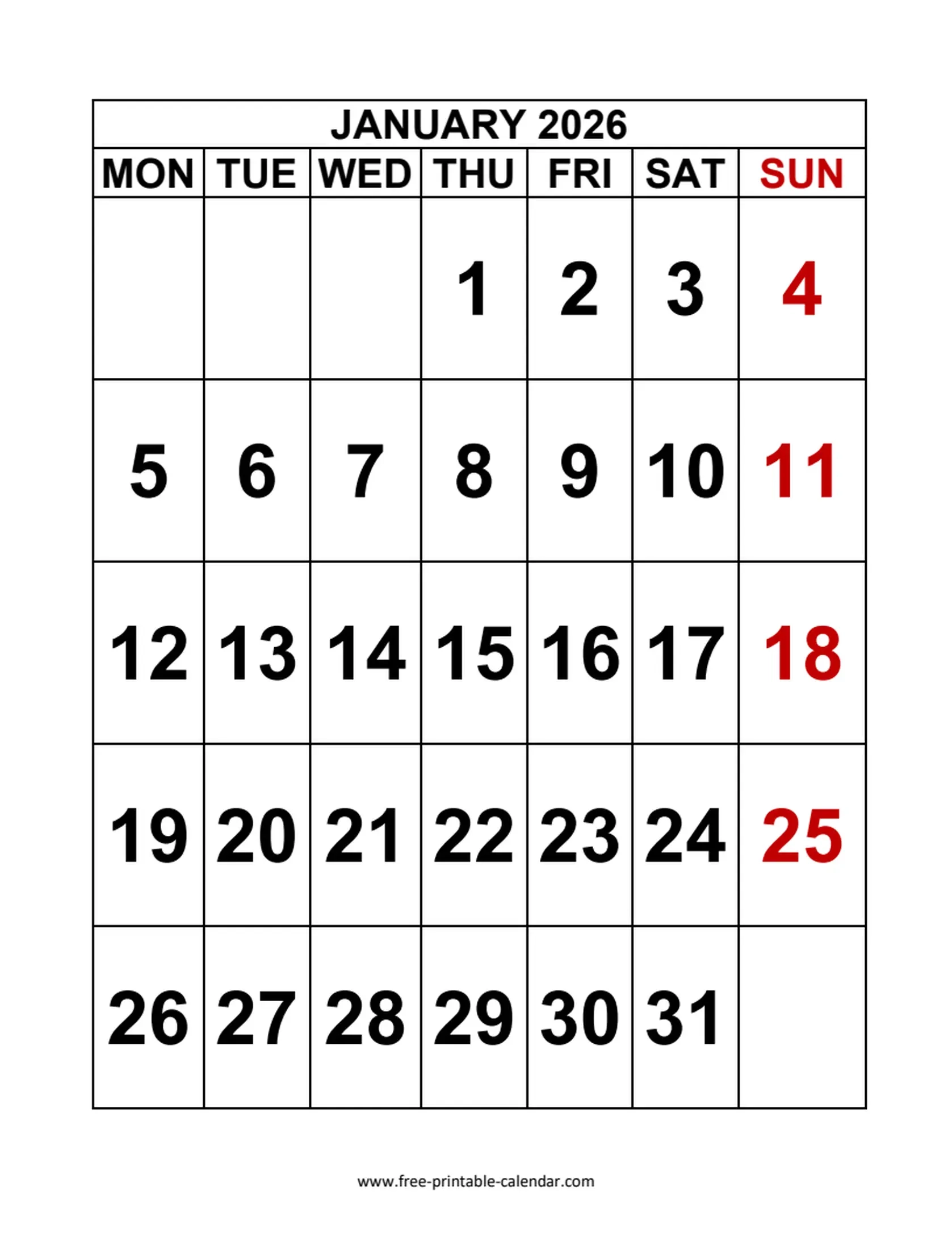 2026 Calendar Word Template