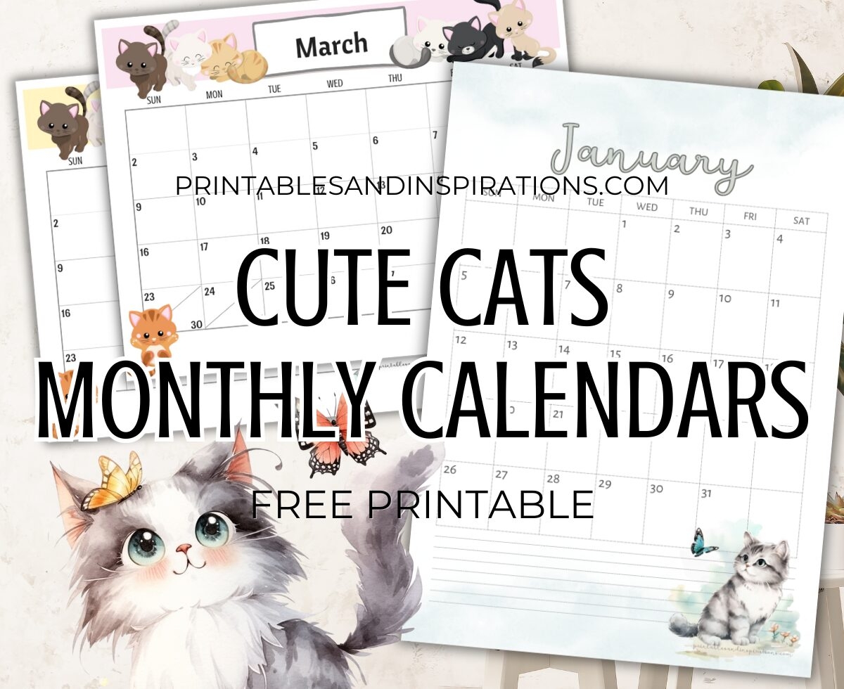 Free Printable Cat Calendar 2026