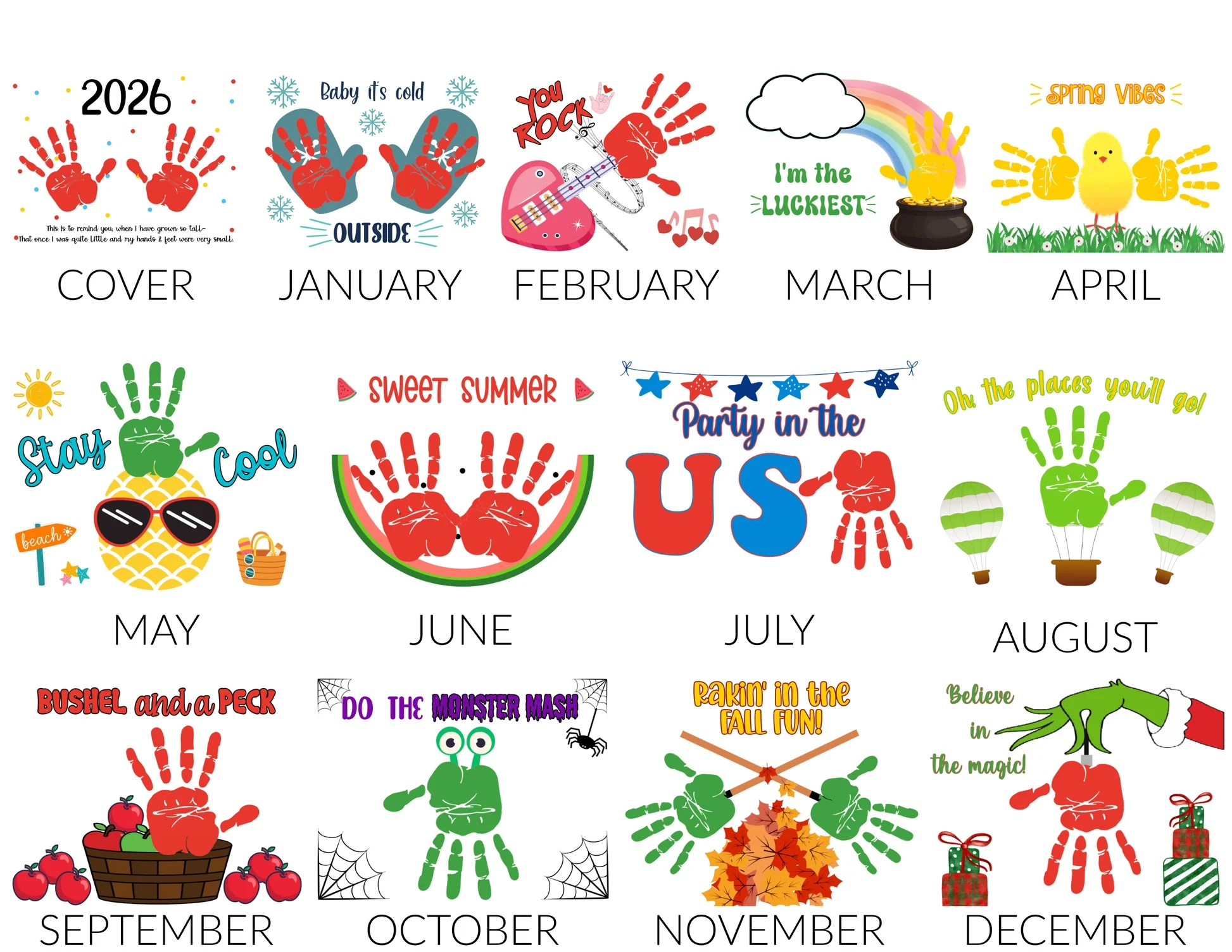 2026 Handprint Calendar PDF printable Download My Little Playschool