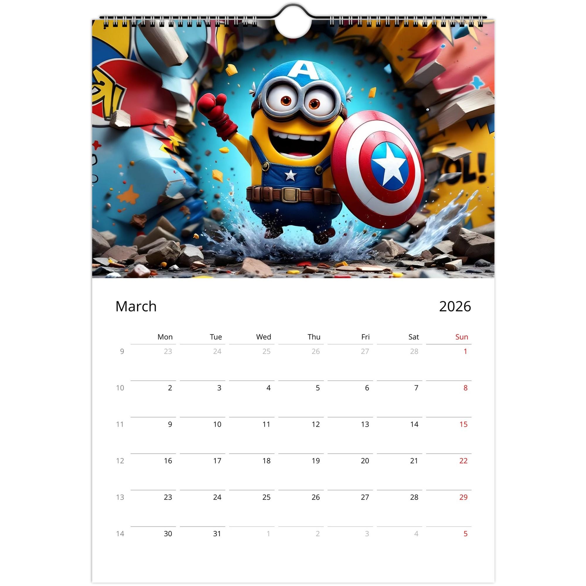 2026 Minions Superhero Calendar Kids Monthly Planner Etsy 2026 Minions Superhero Calendar Kids Monthly Planner Etsy