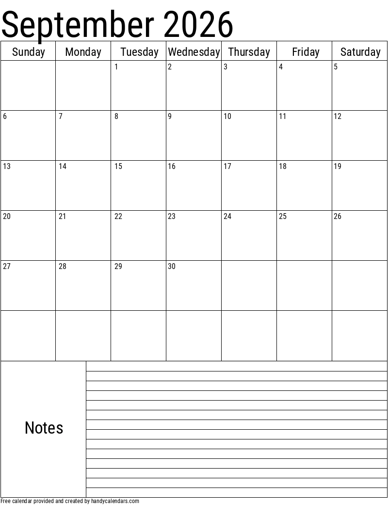 2026 September Calendars Handy Calendars 2026 September Calendars Handy Calendars