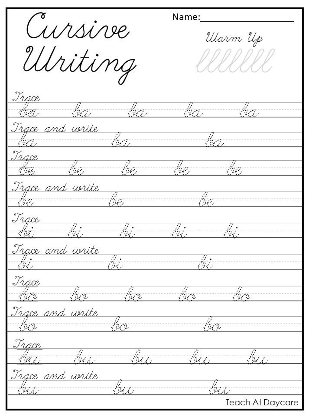 21 Cursive Handwriting Worksheets Consonant And Vowel Tracing In A PDF File Etsy Denmark