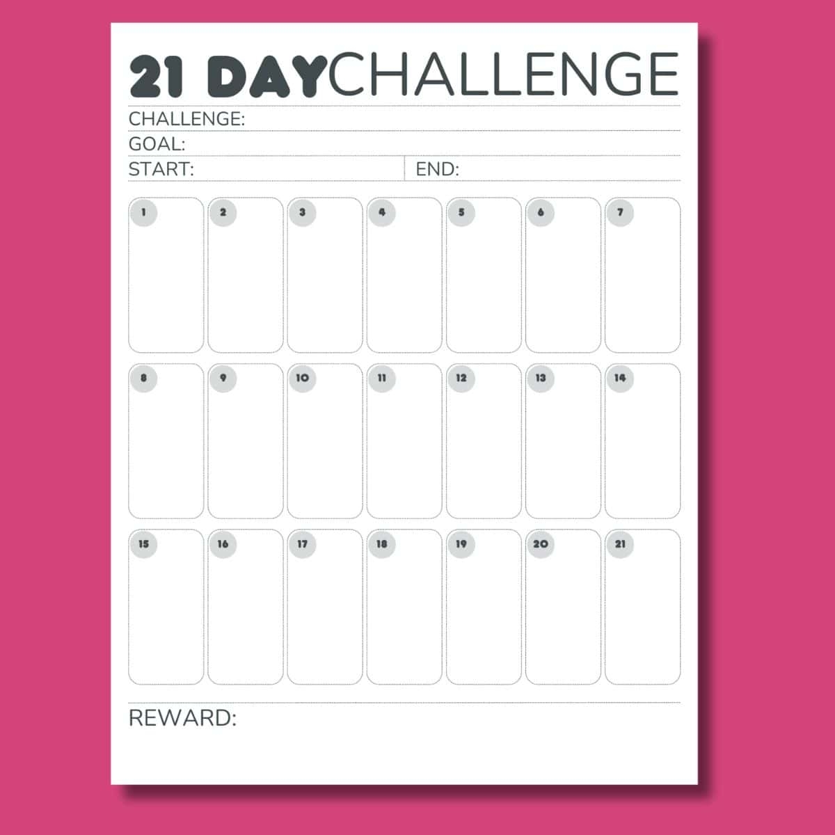 21 Day Fix Calendar Printable