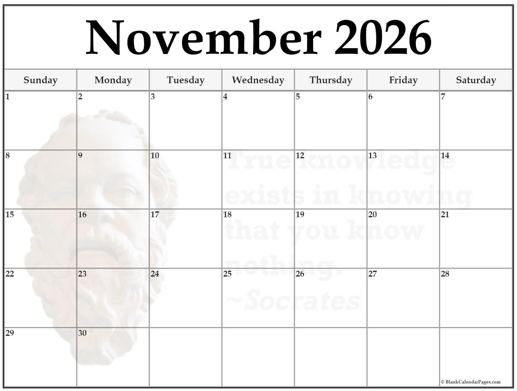 24 November 2026 Quote Calendars