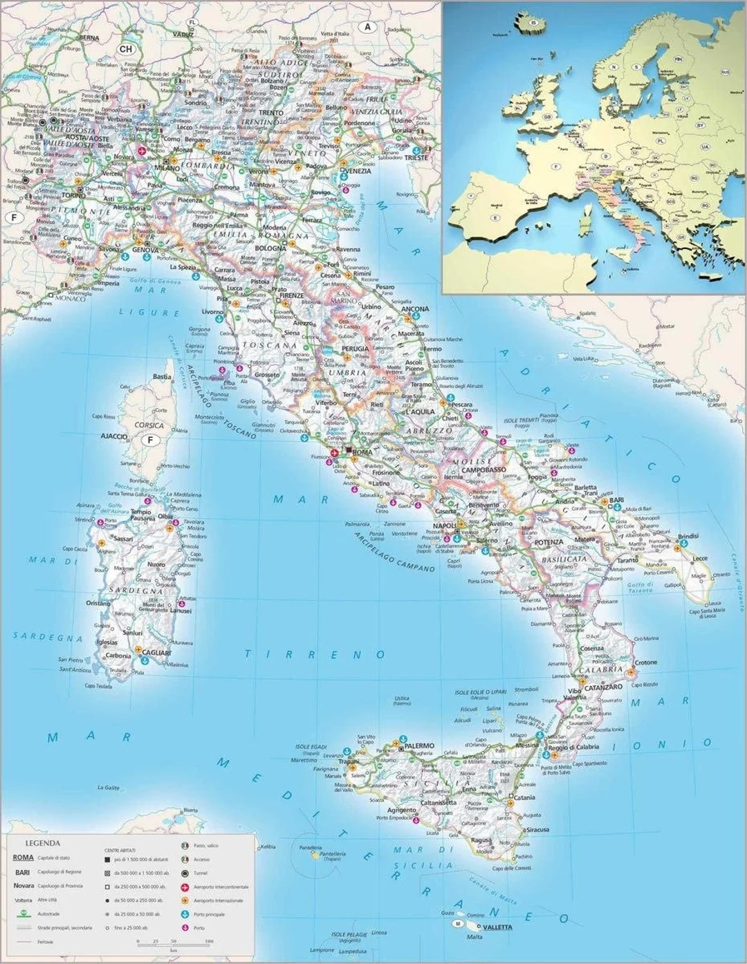 Printable Road Map Of Italy Printable Road Map Of Italy