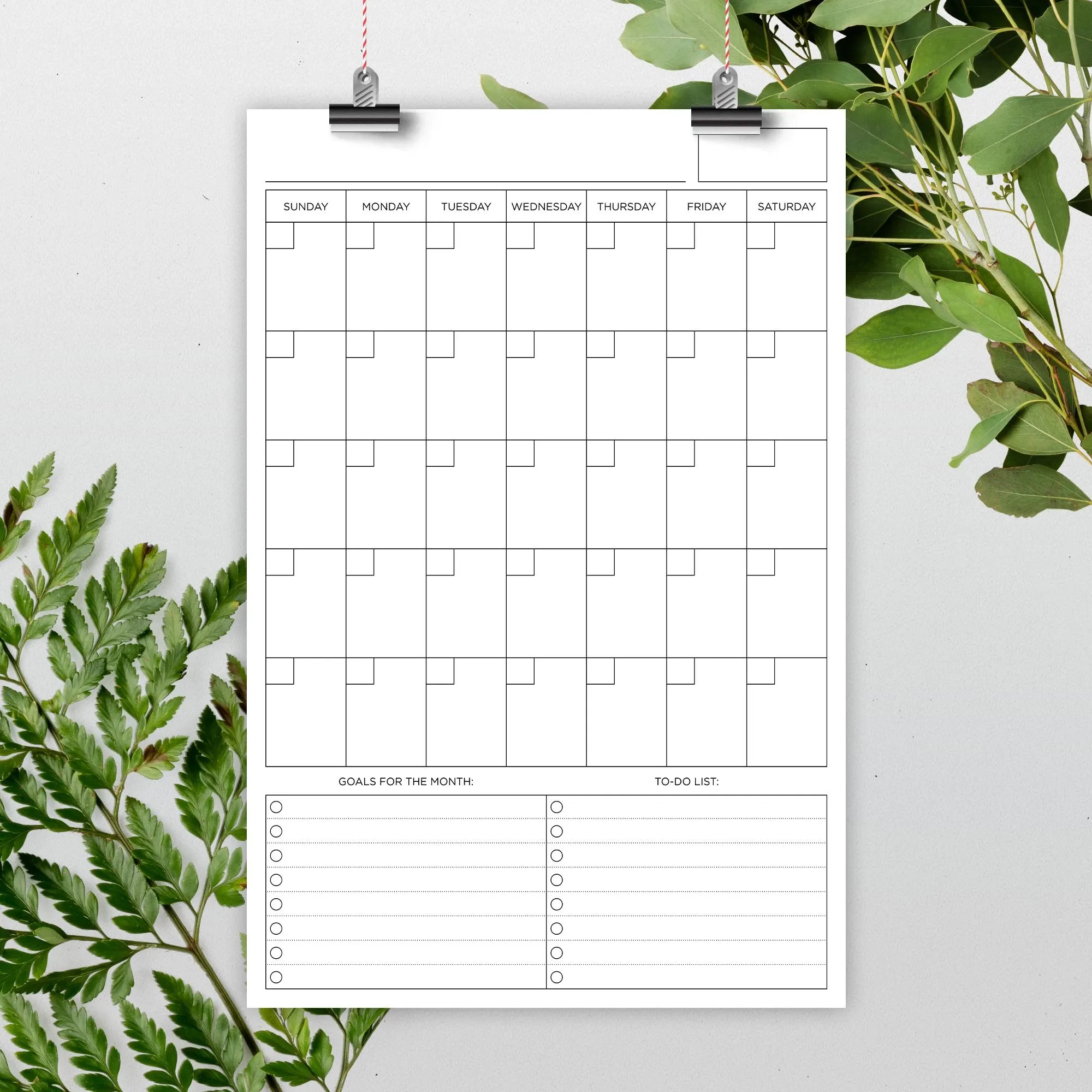 24×36 Printable Calendar