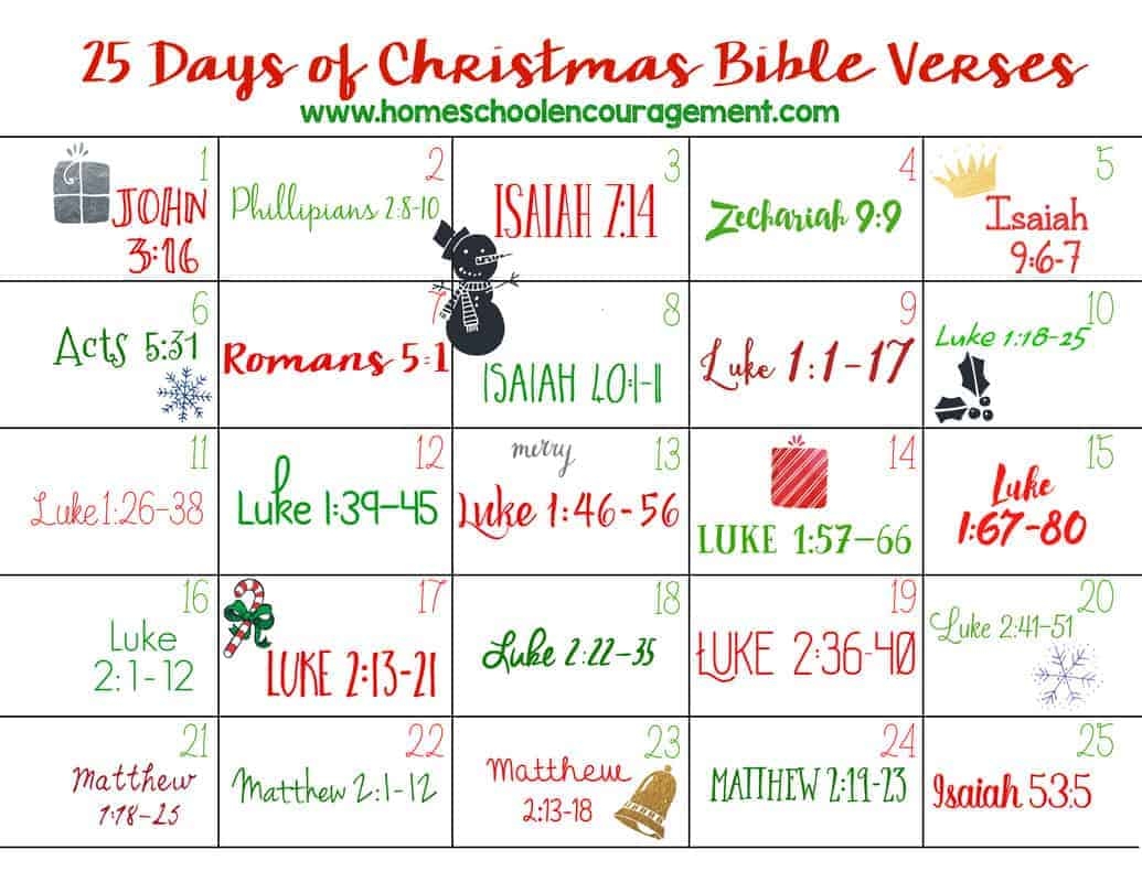 25 Days Of Christmas Bible Verses 25 Days Of Christmas Bible Verses