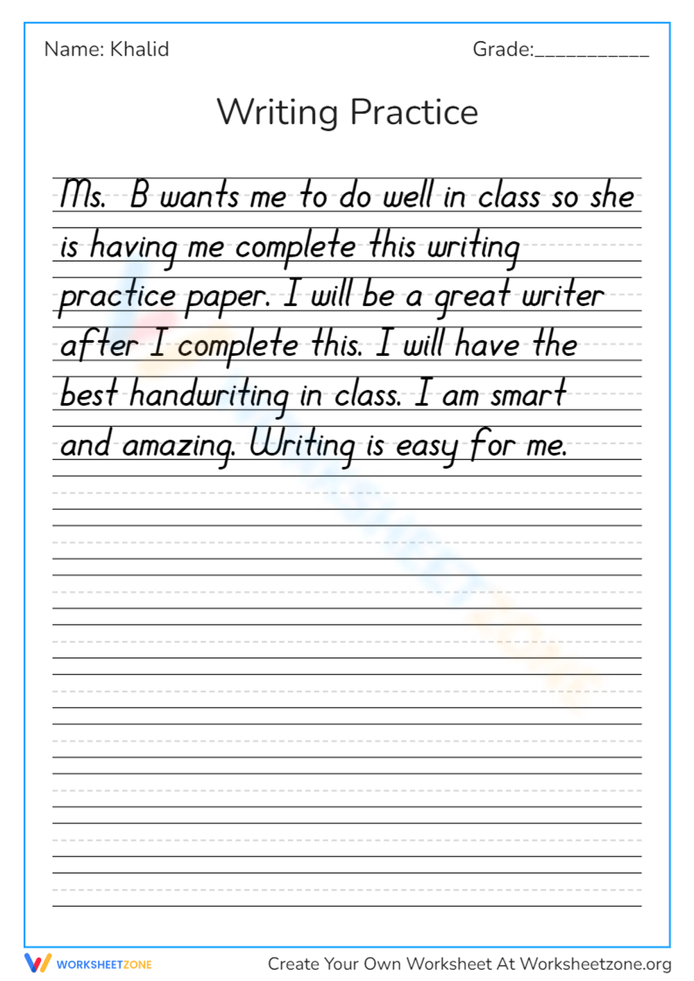 Printable Neat Handwriting Practice Sheets