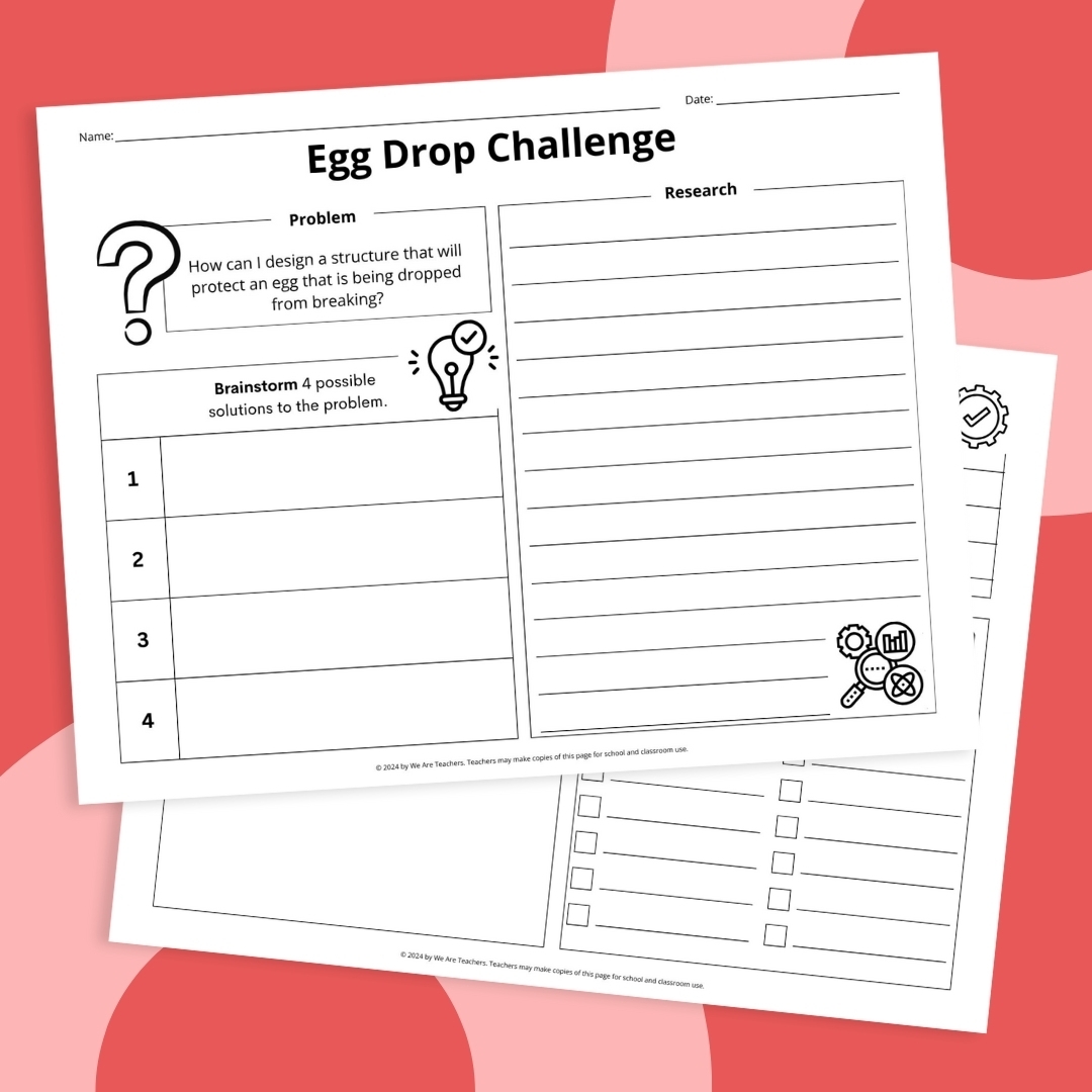 Printable Egg Drop Challenge Worksheet