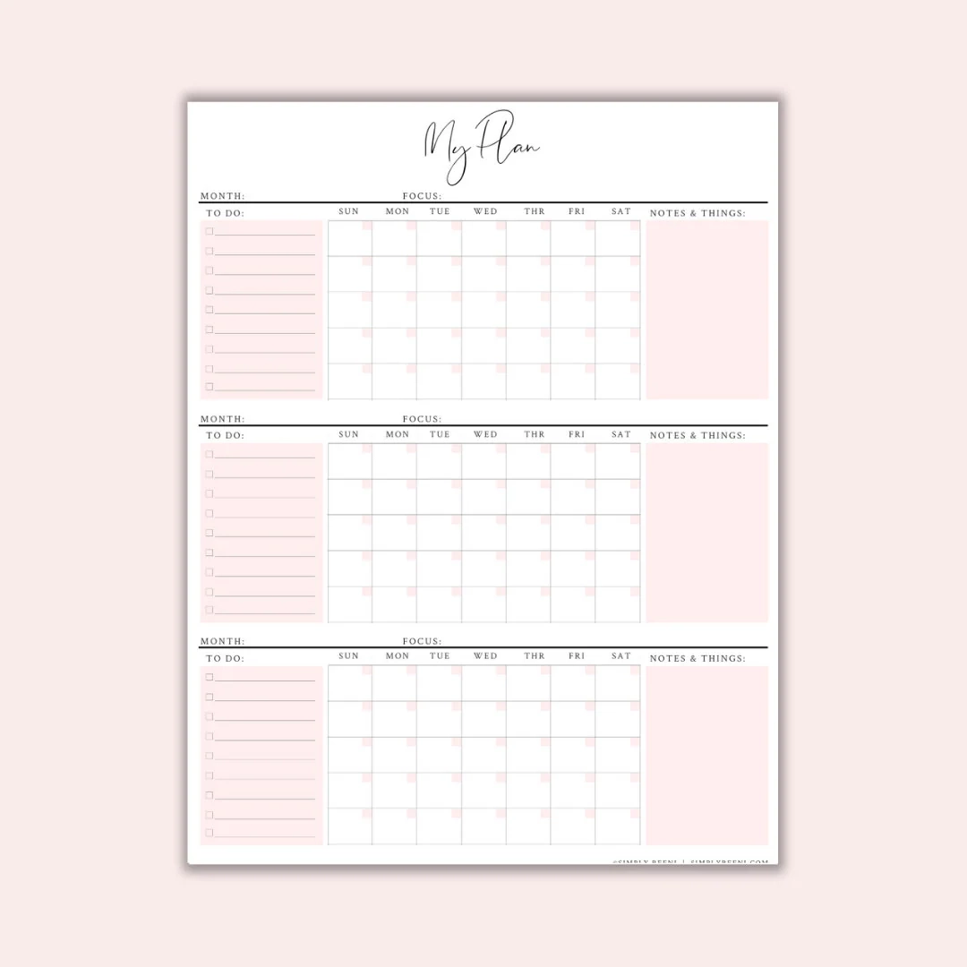 Monthly Planning Calendar Printable
