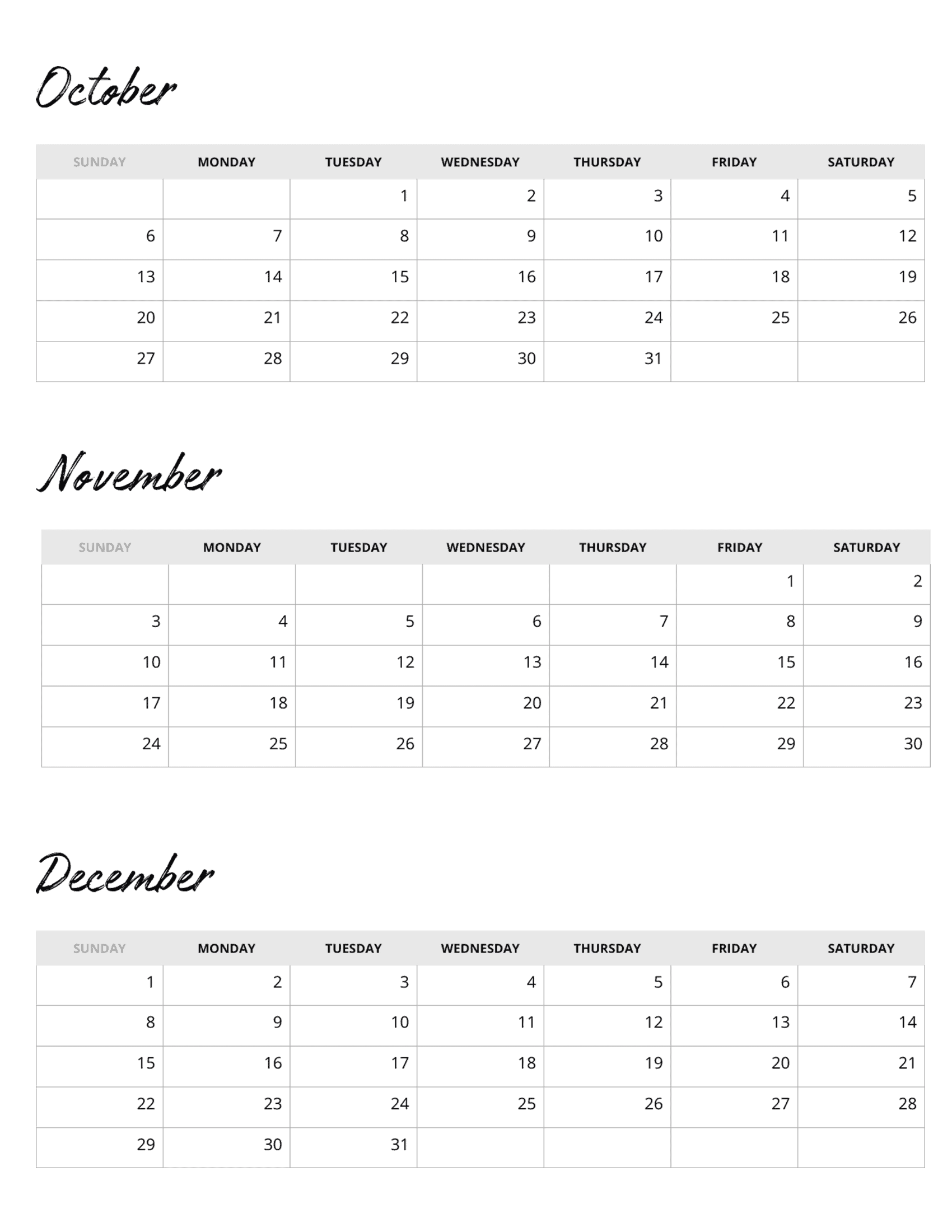 3 Month Printable Calendar 3 Month Printable Calendar
