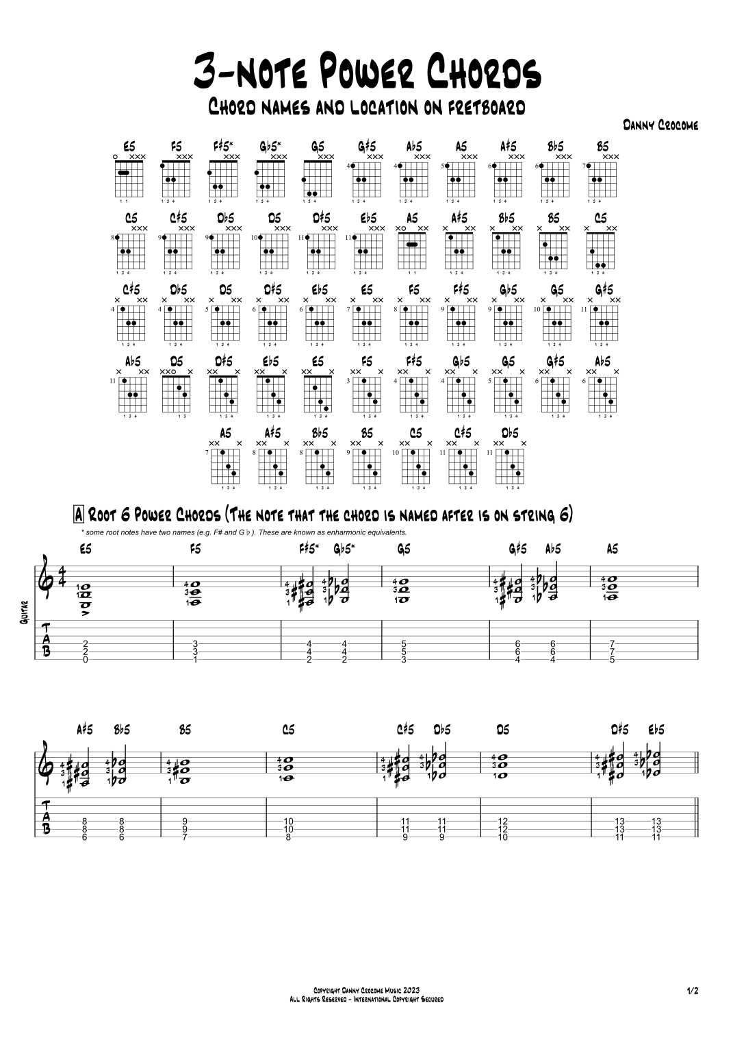 3 Note Power Chords Chord Names And Location On Fretboard By Traditional Sheet Music For Guitar Tab At Sheet Music Direct