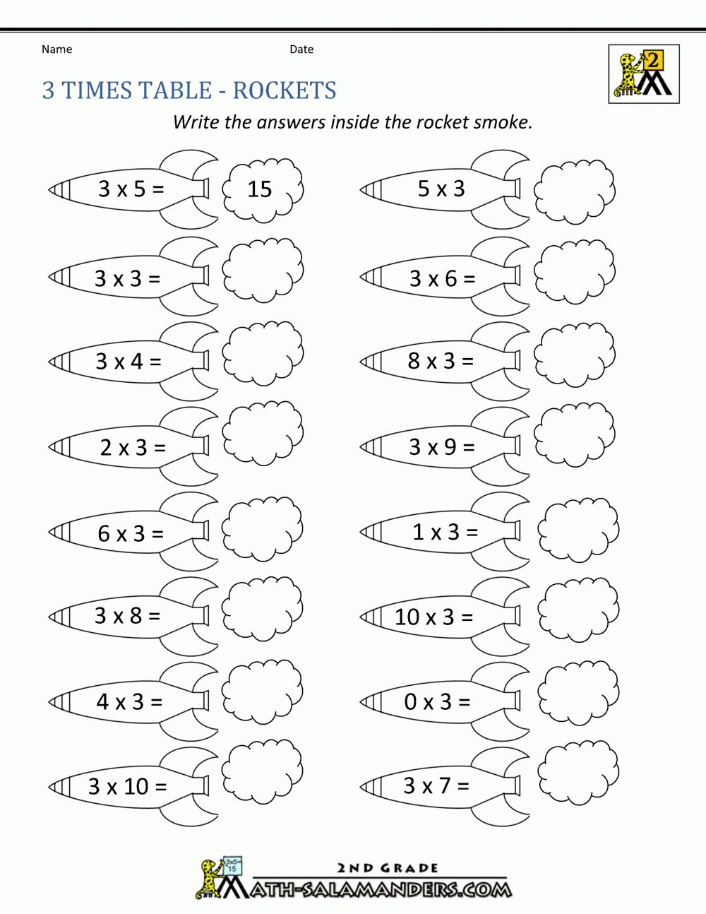 Free Printable 3 Times Tables Worksheets