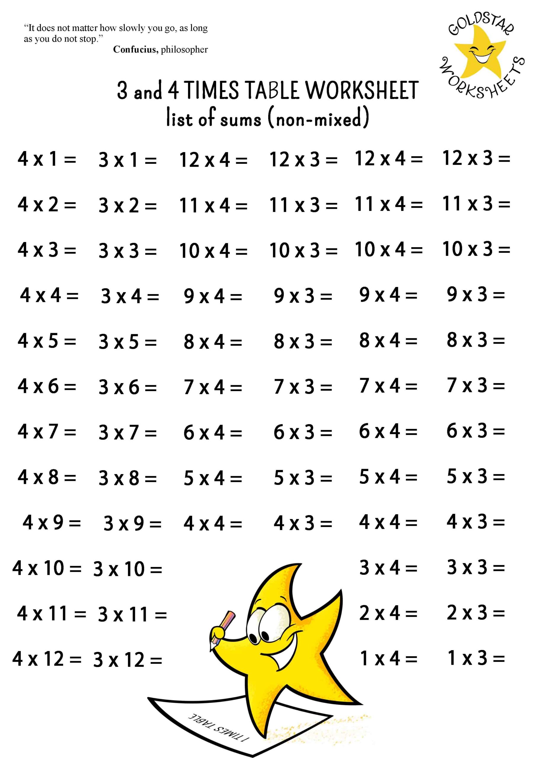 Free Printable 4 Times Tables Worksheets